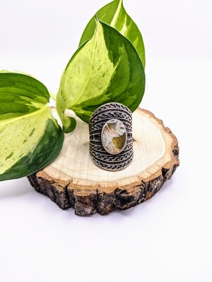 Silver Plated with Polymer Clay Inlay Statement Ring - image2